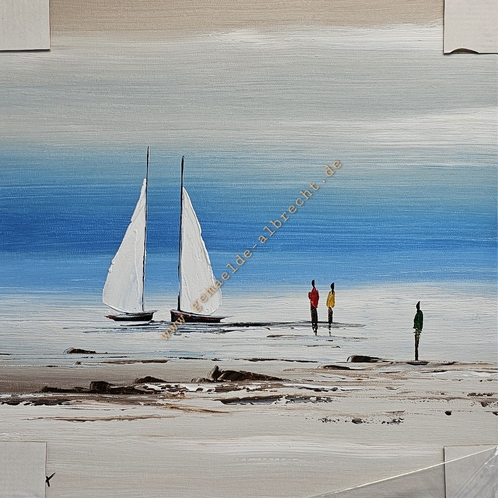 Orig. Leinwandbild "Segelboote" 40 x 40 cm