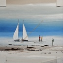 Orig. Leinwandbild "Segelboote" 40 x 40 cm