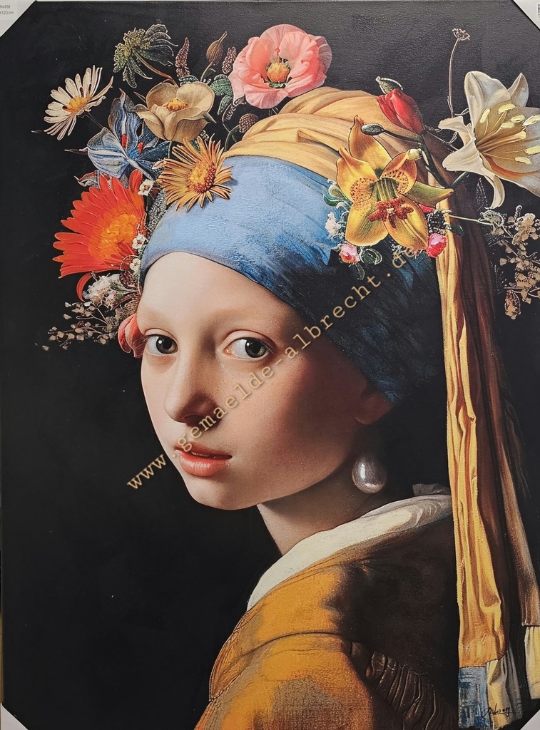 Original Leinwandbild "Perlenmädchen" 90 x 120 cm