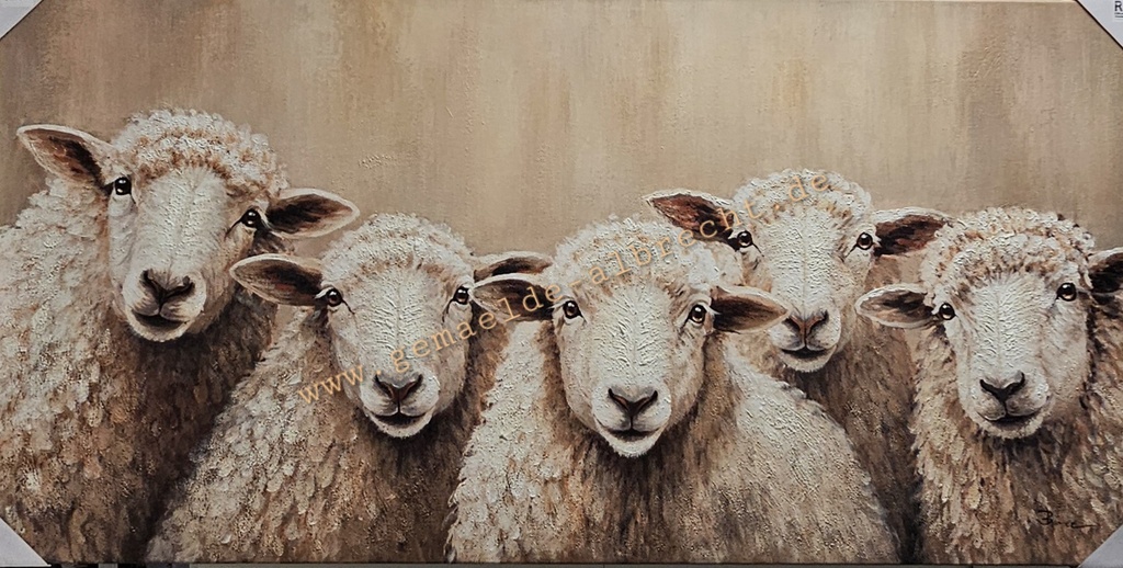 Original Leinwandbild "Schafgruppe" 140 x 70 cm