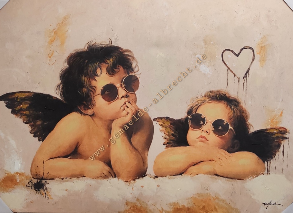 Original Leinwandbild "Coole Engel" 100x70cm