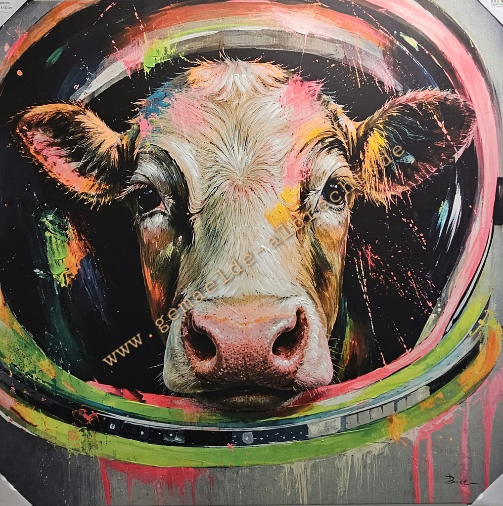 Orig. Leinwandbild "Space Kuh" 100x100cm