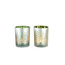 [P0002256] Glas Windlicht "Farn Windblume" H 12,5 cm 