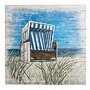 [P0002433] Holz/Metall Bild "Strandkorb Strandresidenz"  100 x 100 cm