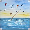 [P0003799] Org. Leinwandbild "Kitesurfer" 80x80 cm 