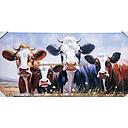 [P0003800] Org. Leinwandbild "Kühe die volle Aufmerksamkeit" 60 x 120 cm 