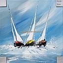 [P0003838] Org. Leinwandbild "Segelturn blau" 40x40 cm