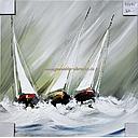 [P0003840] Org. Leinwandbild "Segelturn graugrün" 40x40 cm