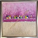 [P0004069] Original Lea Bach "Häuschen"  30 x 30 cm flieder/sand 