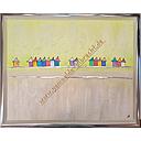 [P0004153] Original Lea Bach "Häuschen" lime/sand 40 x 50 cm