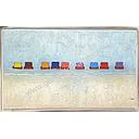 [P0004389] Original Lea Bach "Strandkörbe" blau/sand 60 x 100 cm