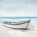 [P0004487] Original Leinwandbild "Boot am Meer" 60 x 60 cm