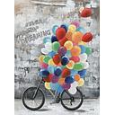Original Leinwandbild "Fahrrad mit bunten Luftballons" 120 x 90 cm