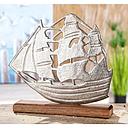 [P0006158] Skulptur Holz/Metall "Segelschiff" H 25,5 cm