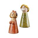 [P0006347] Skulptur Pfostensitzer "Hans & Hilde" H 20 cm