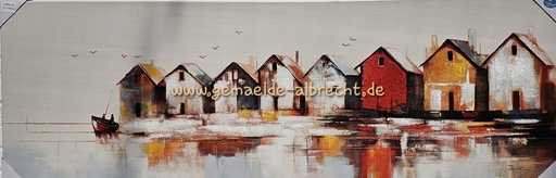 [P0007314] Org. Leinwandbild "Strandhäuser" 50x150 cm