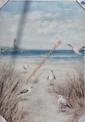 [P0007315] Org. Leinwandbild "Strandmöwen" 70x100 cm