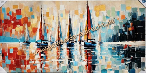 [P0007319] Org. Leinwandbild "Segelschiffe Pixel" 70x140 cm
