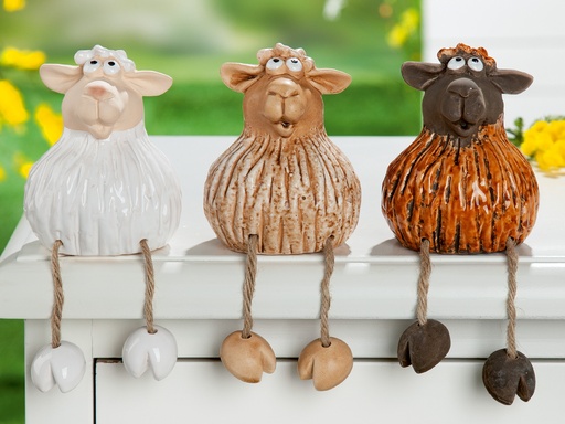 [P0007368] Skulptur Kantensitzer Schaf "Bommel" H 12 cm