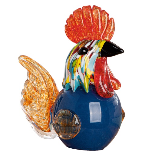 [P0007399] GlasArt Hahn "Bruder Cord" H 15 cm