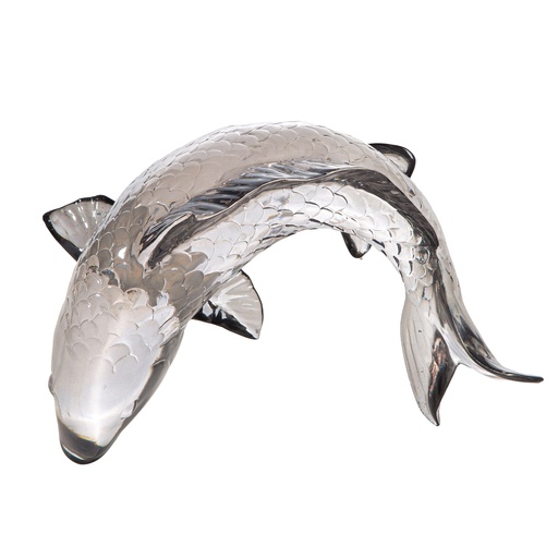 [P0007410] Wanddeko/Skulptur Fisch "Gris" Acryl L 20 cm
