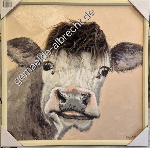 [P0007468] Leinwandbild 3D "Kuh mit Fell" dunkel 60x60cm