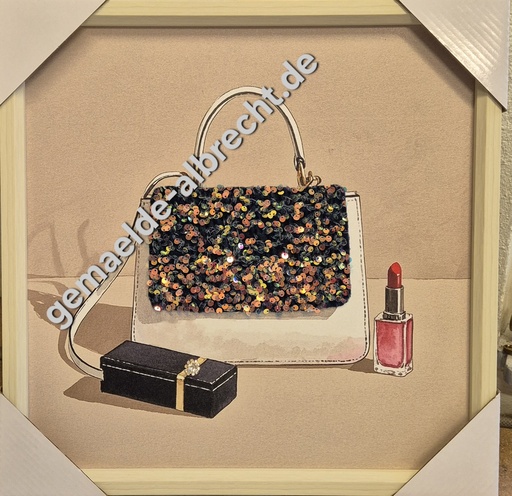 [P0007474] Leinwandbild 3D "Handtasche" blau 40x40cm
