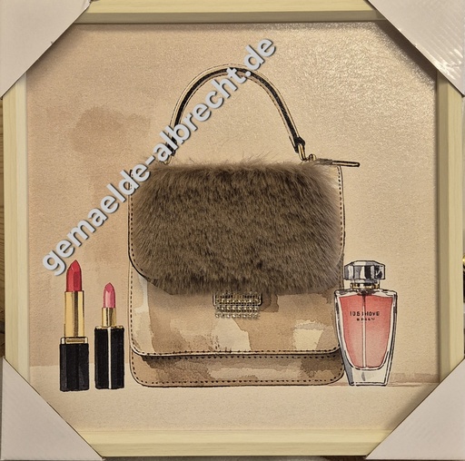 [P0007475] Leinwandbild 3D "Handtasche" braun 40x40cm