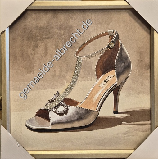 [P0007476] Leinwandbild 3D "Schuh" silber 40x40cm