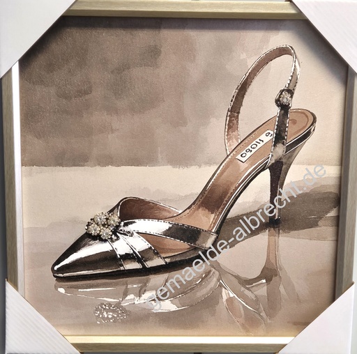 [P0007479] Leinwandbild 3D "Schuh" II silber 40x40cm