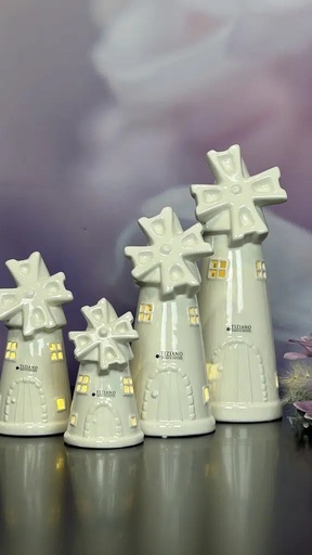 [P0007513] LED Skulptur Windmühle "Resina" H 40 cm