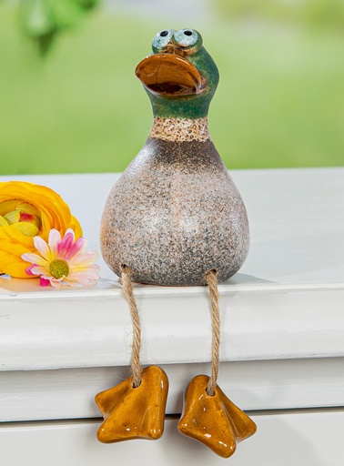[P0007544] Skulptur Kantensitzer Ente "Richy" H 12 cm