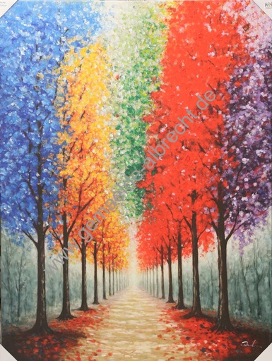 [P0007555] Leinwandbild "Bunte Bäume Allee" 90x120cm