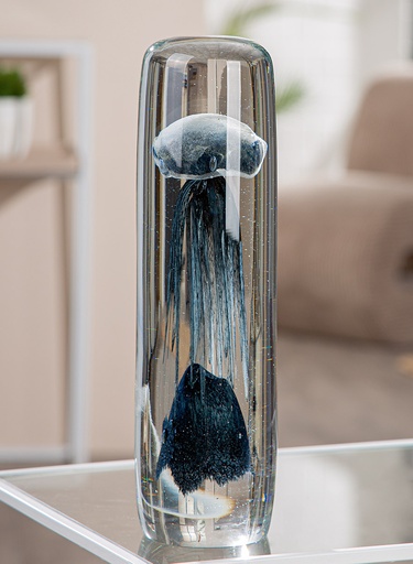 [P0007580] GlasArt Qualle schwarz H 30 cm
