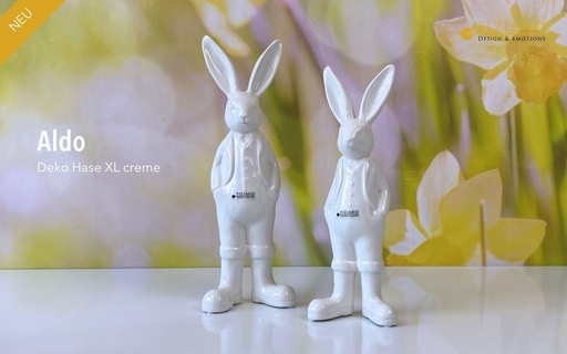 Skulptur Hase "Aldo" weiss  H 34 cm