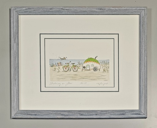 Orig. Radierung "Unterwegs am Meer" PP 24 x 30 cm