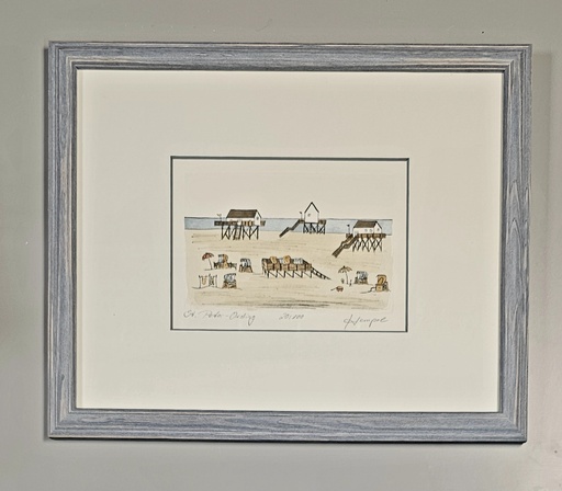 Orig. Radierung "St. Peter Ording" PP 24 x 30 cm