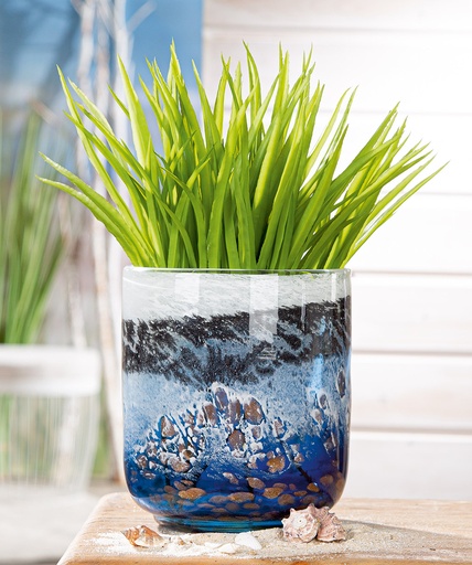 [P0007695] GlasArt Dekovase  "Oceano" H 18,5 cm