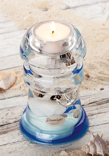 [P0007700] Dreamlight Glas Teelichthalter "Nautico Ocean" H 12 cm