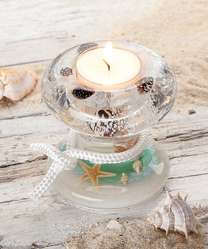 [P0007704] Dreamlight Glas Teelichthalter "Coral Beach" H 8,2 cm