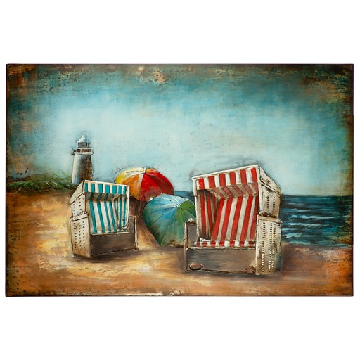 Metall Bild "Strandkorb"  80 x 120 cm