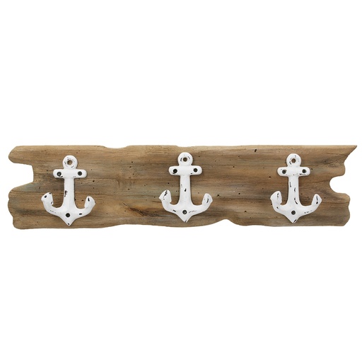 [P0007718] Wandrelief/Garderobe "Anker" Holz/Metall B 50 cm