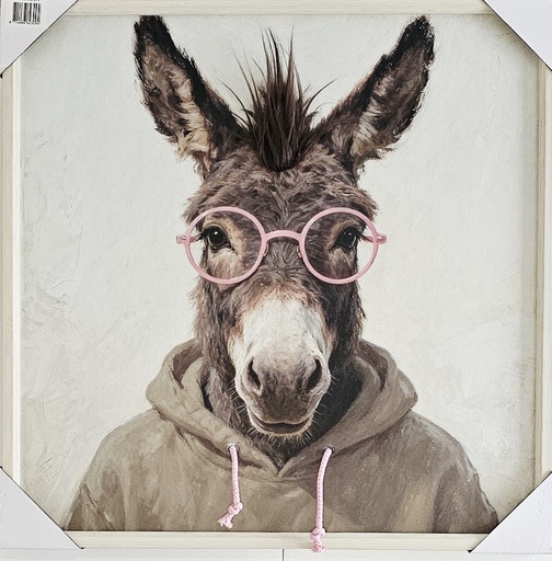 [P0007725] Original Leinwandbild "Esel" Kunstfell 60 x 60 cm