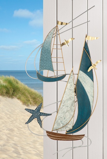 Wanddeko Metall "Bootstour" H 88 cm