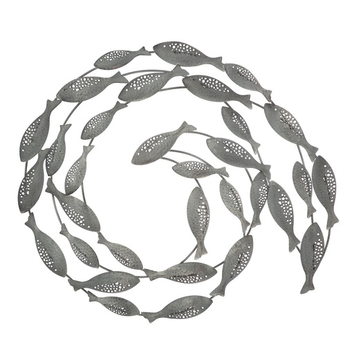 Wanddeko Metall "Fischschwarm" B 70 cm