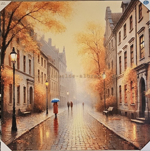 [P0007749] Orig. Leinwandbild "Romantische Städteansicht"  100 x 100 cm