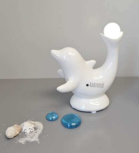 [P0007768] LED Skulptur Delfin "Sandy" H 12 cm