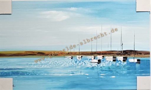 [P0007784] Orig. Acrylgemälde "Segelbucht" 50 x 60 cm