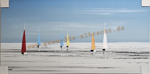 [P0007787] Orig. Acrylgemälde "Segler" 40 x 80 cm