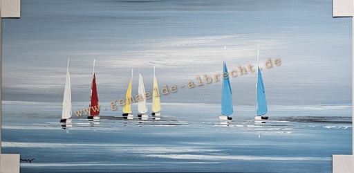 [P0007788] Orig. Acrylgemälde "Segler" 40 x 80 cm